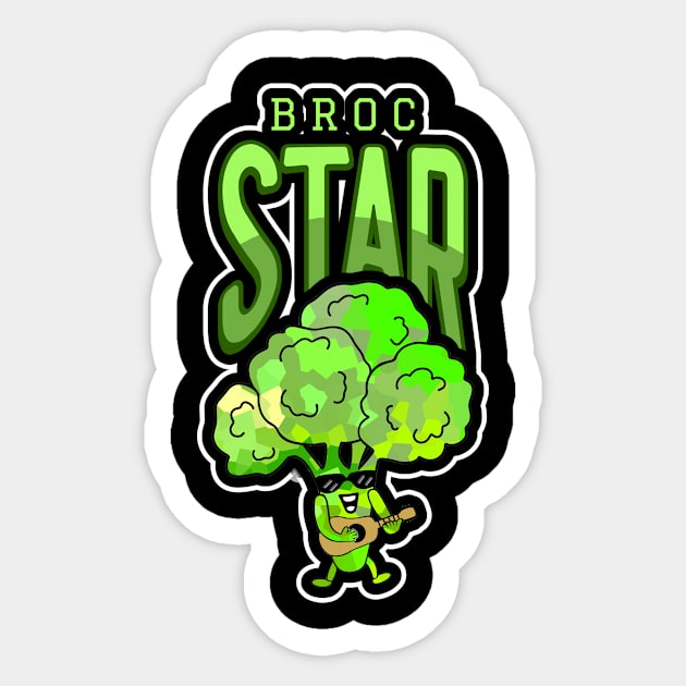 ROCKSTAR Funny Broccoli Pun Playing Guitar Sticker by SartorisArt1